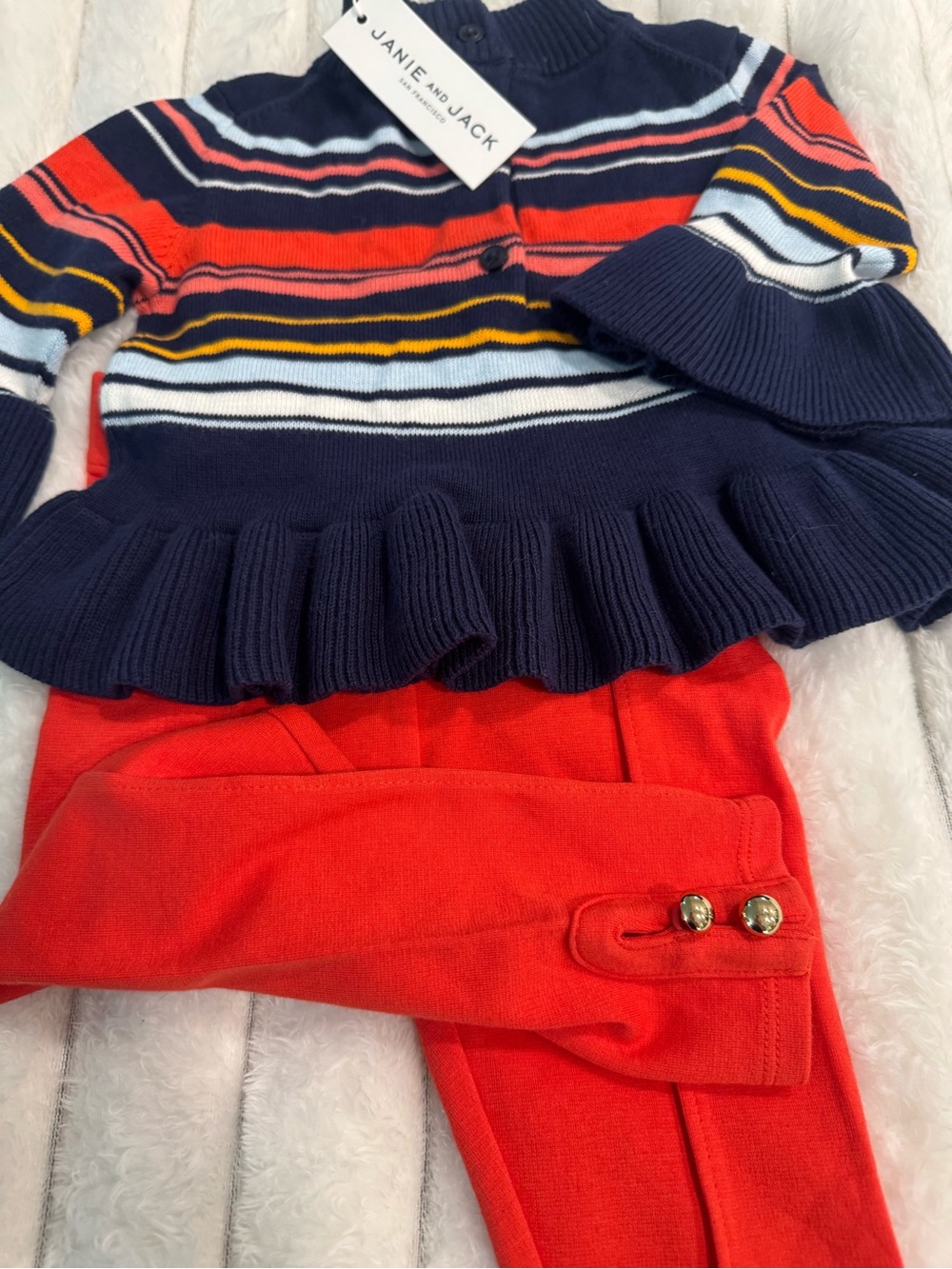 Janie and Jack 2 piece set .
Ruffle Top with beautiful detailed leggings.